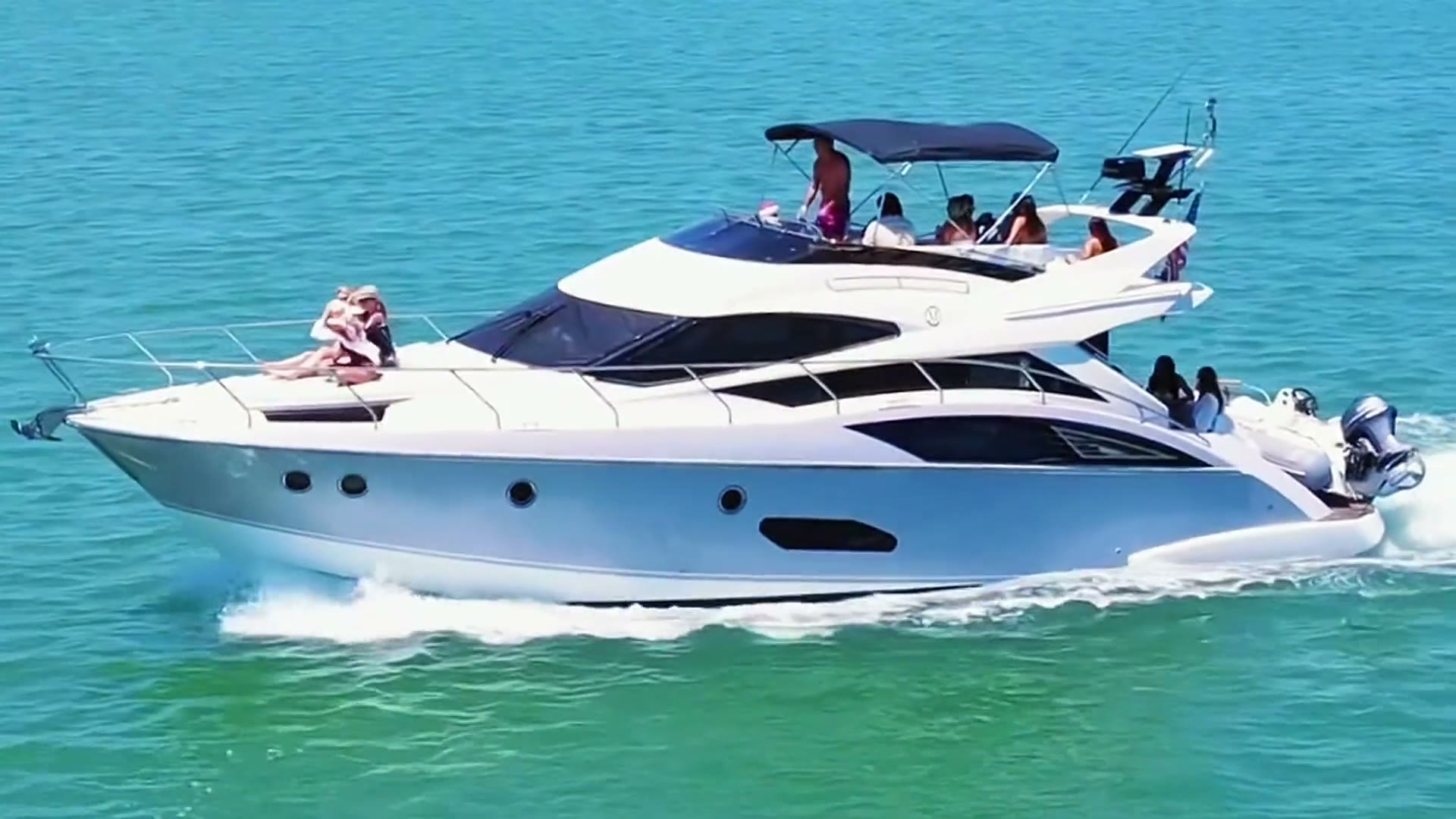 Aerial view of a yacht cruising Tampa Bay on a clear day